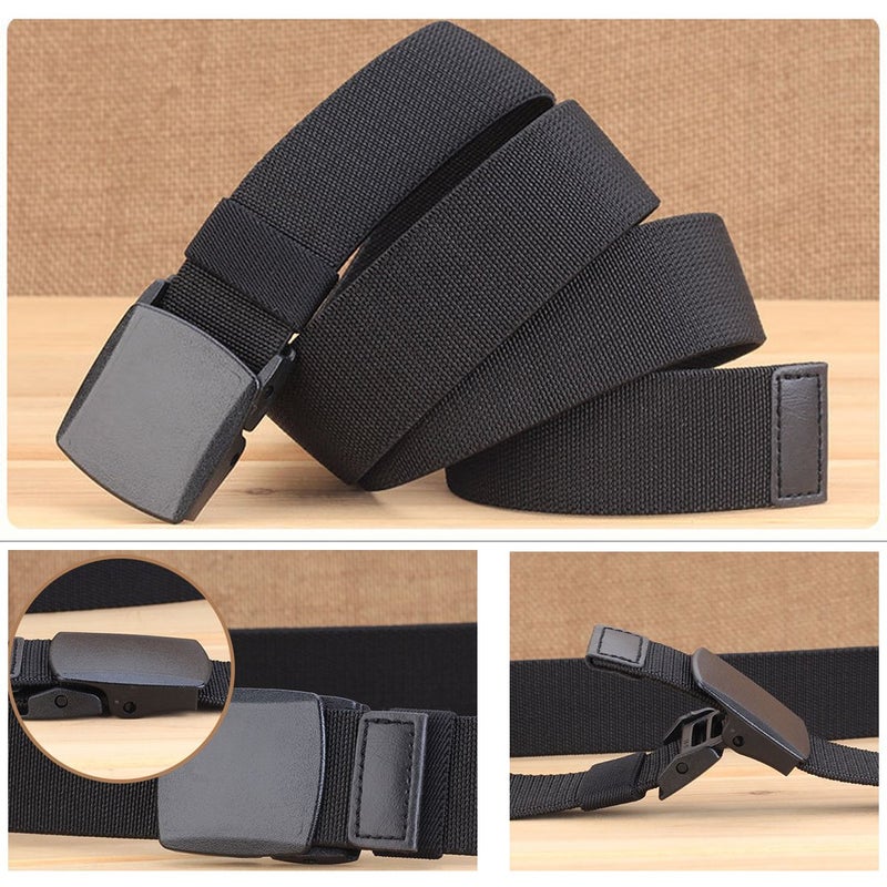 HOANAN 2-Pack Elastic Stretch Belt, Menâ€™s All Size No Metal Nylon Tactical Hiking Belt (Fit up to 42", Blackdarkgrey) - Image 2